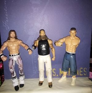 Lot of 3 damaged WWE Wrestling Figures Cena, Bray Wyatt, Morrison